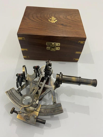 Nautical Solid Brass Kelvin N Huges Working Navigational Sextant - collectiblegiftitems