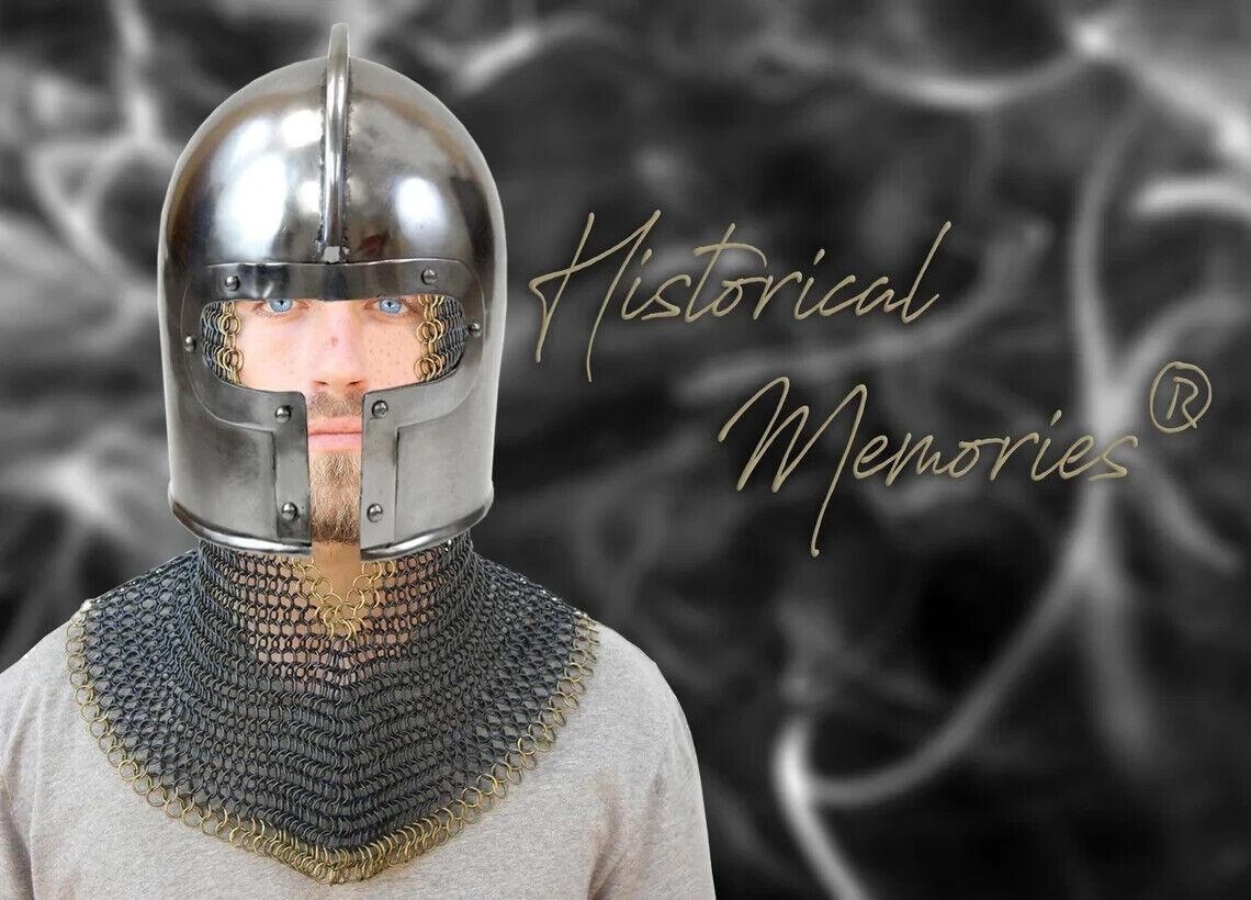 Medieval Helmet Knight Armor Steel Larp Wearable Replica Silver Helmet Cosplay - collectiblegiftitems