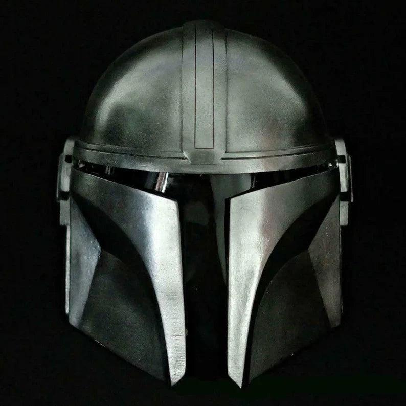 Metal Steel Mandalorian Helmet With Liner and Chin Strap For LARP/Cosplay/Role Play Halloween Costume - collectiblegiftitems