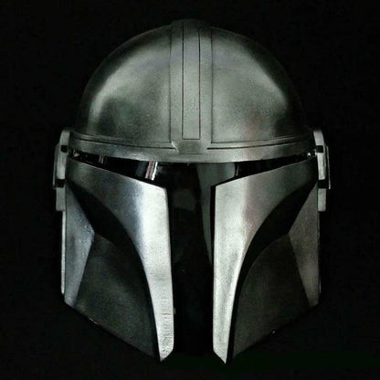 Metal Steel Mandalorian Helmet With Liner and Chin Strap For LARP/Cosplay/Role Play Halloween Costume - collectiblegiftitems