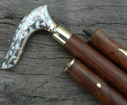 White Flower Leaf Victorian Handle brass walking stick - collectiblegiftitems