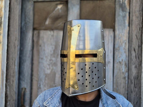 Knight Templar Helmet Crusader Medieval Armor, Unique Gift for Him