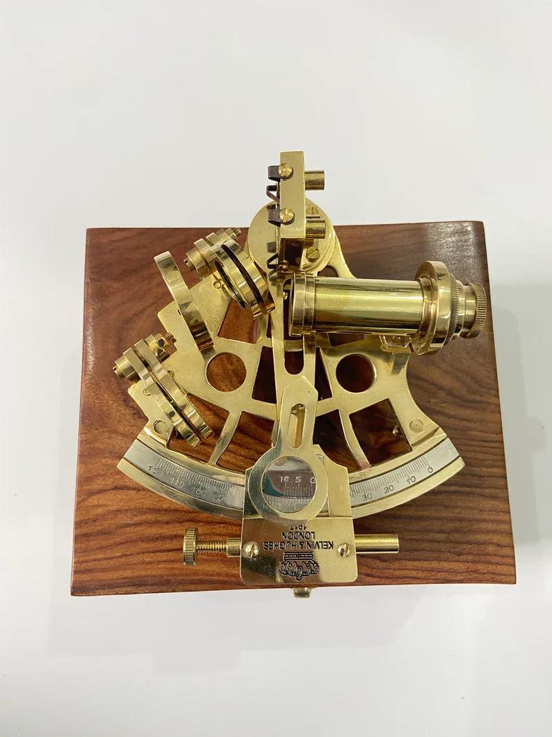 Nautical Brass Sextant With Wooden Box | Navigational Sextant | Real Sextant | Vintage Antique Marine Sextant | Collectible Gift - collectiblegiftitems