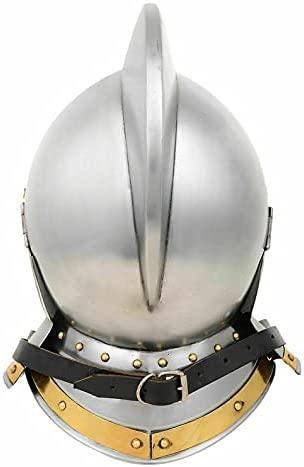 Retro Antique Burgonet Helmet Medieval Armour Helmet-with Brass Accents Helmet Silver - collectiblegiftitems