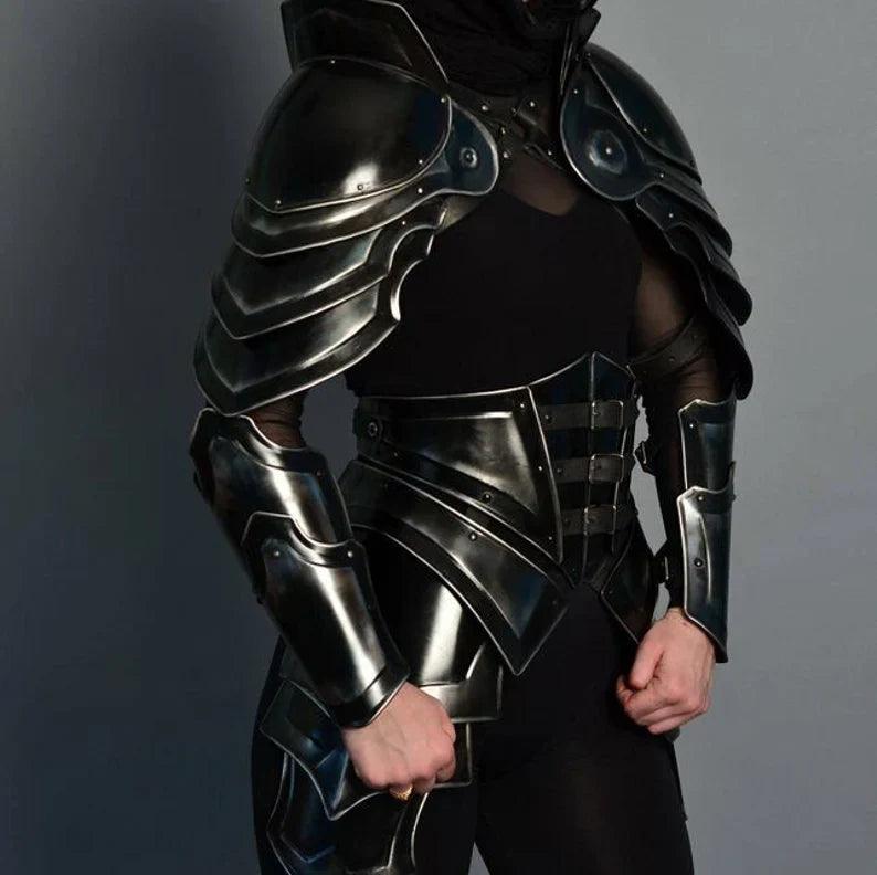 Black Lady Armour Suit, Medieval Female Fantasy Costume - collectiblegiftitems