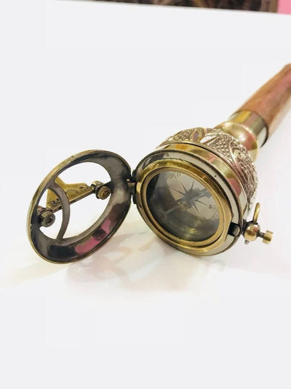 Kompass Druckknopf Sonnenuhr Griff Home Dekor Spazierstock-Stöcke viktorianischen