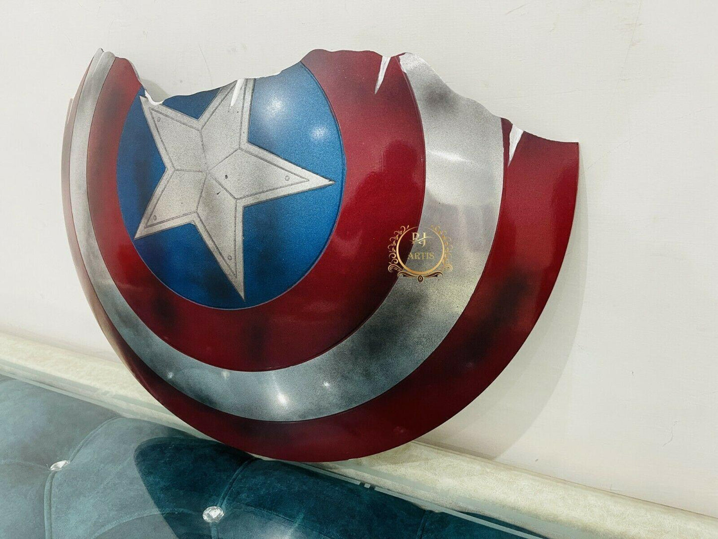 Avengers Endgame Broken Shield Replica | Captain America Metal Prop - collectiblegiftitems