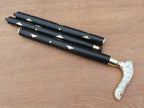 White Flower Leaf Victorian Handle brass walking stick - collectiblegiftitems