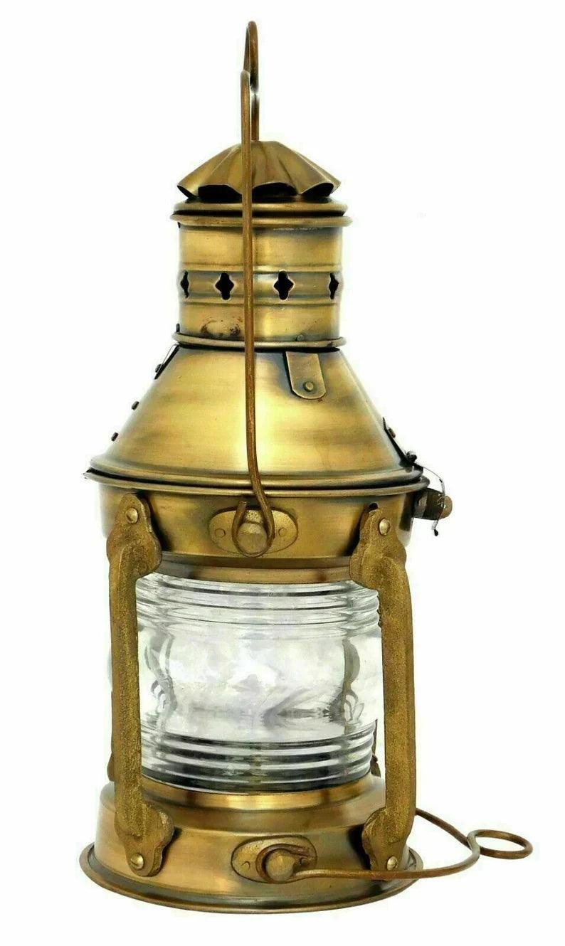 Antique Anchor Ship Lantern Nautical Maritime Boat Oil Lamp Light Vintage Decor, Ship Oil Lantern, Vintage Home Decor - collectiblegiftitems