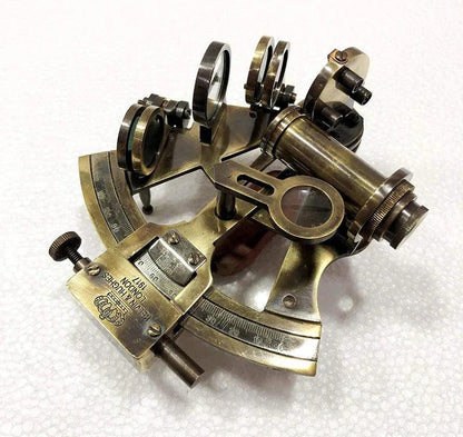 Nautical Sextant Double Telescope Astrolabe Ship's Instruments with Box - collectiblegiftitems