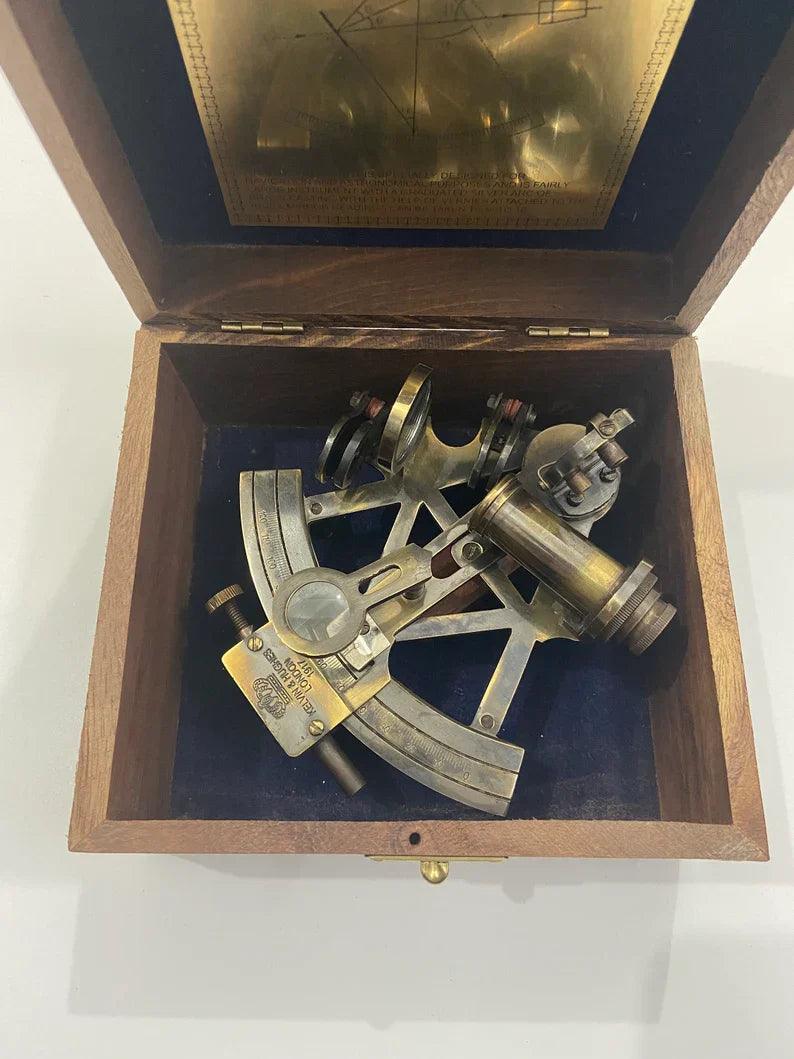 Nautical Solid Brass Kelvin N Huges Working Navigational Sextant - collectiblegiftitems