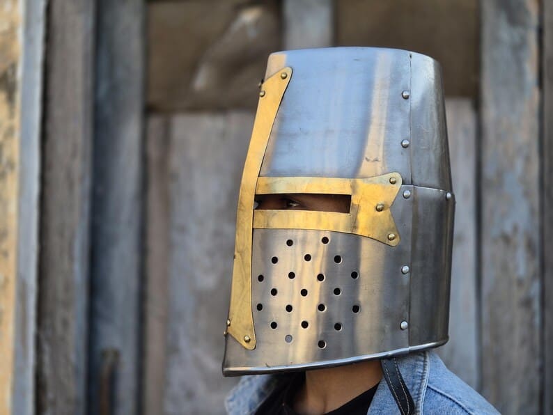 Knight Templar Helmet Crusader Medieval Armor, Unique Gift for Him