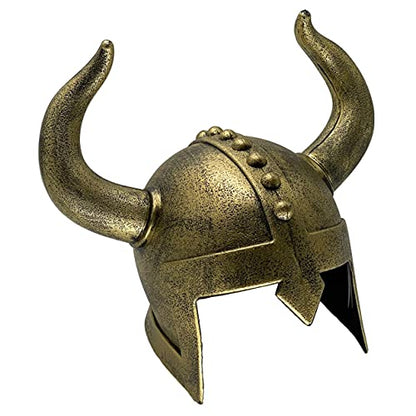 LOOYAR Adult Middle Ages Medieval Viking Age Horned Viking Helmet Berserker Soldier Warrior Costume Hat for Battle Play Halloween Cosplay Bronze