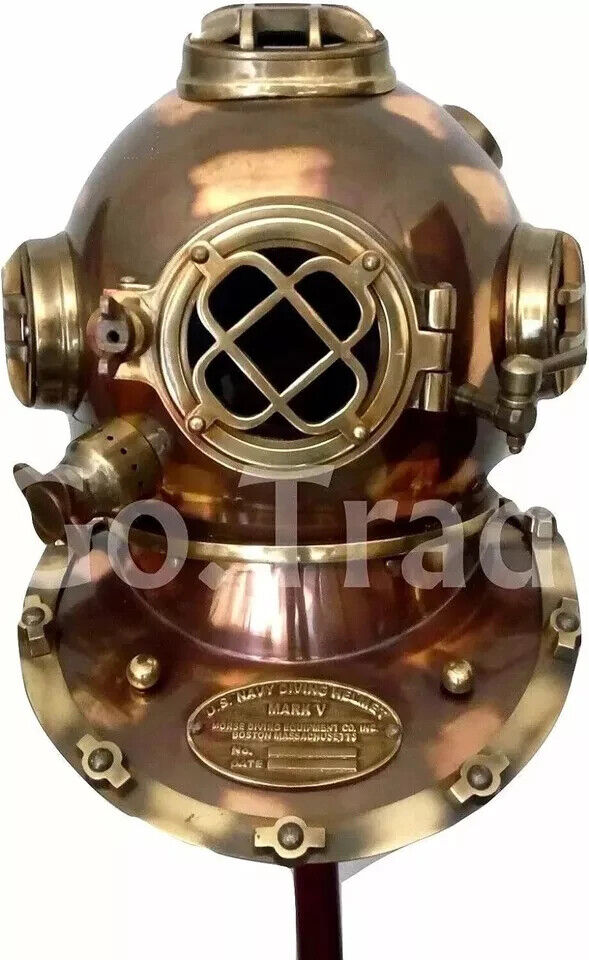 US Navy Mark V Antique Diving Divers Helmet Brass Diving Helmet Full Size Maritime
