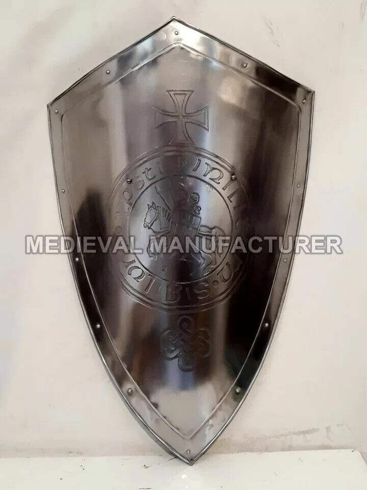 Medieval Knight Shield – 24" Handcrafted All-Metal 18 Gauge Steel Battle Shield | Collectible Gift Items