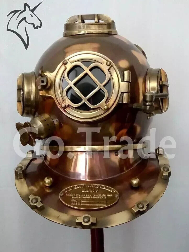 US Navy Mark V Antique Diving Divers Helmet Brass Diving Helmet Full Size Maritime