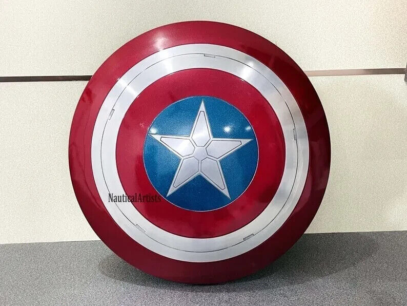 22" Metal Captain America Shield Round Shield With Leather Straps Larp Cosplay