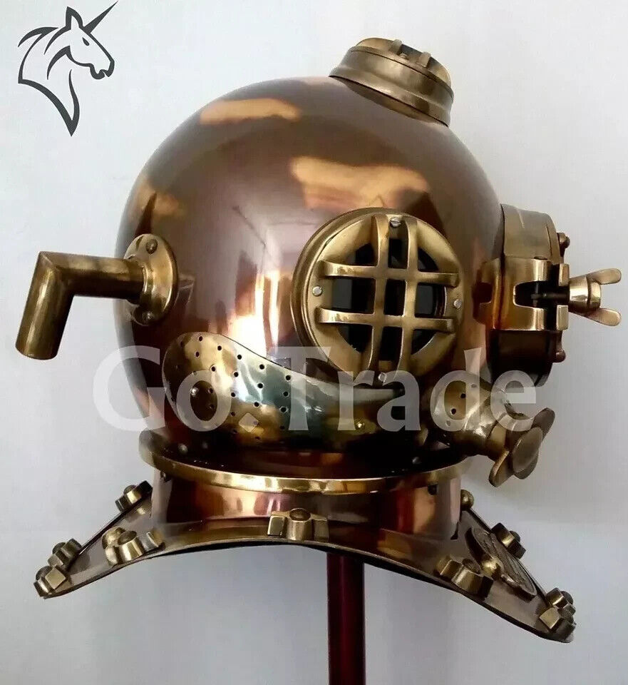 US Navy Mark V Antique Diving Divers Helmet Brass Diving Helmet Full Size Maritime