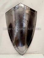 Medieval Knight Shield – 24" Handcrafted All-Metal 18 Gauge Steel Battle Shield | Collectible Gift Items
