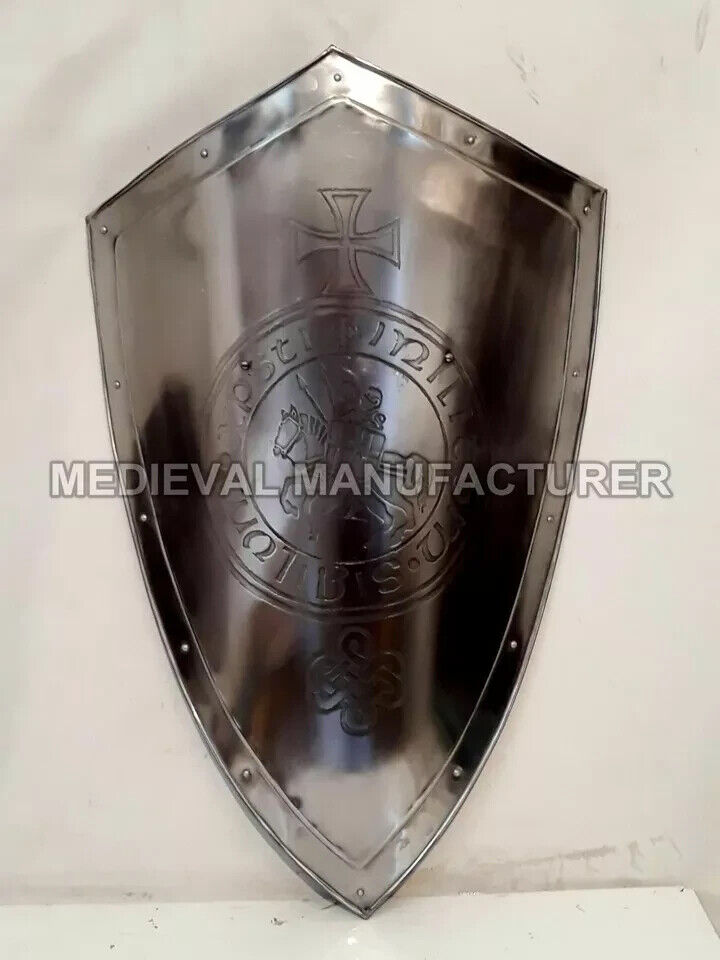 Medieval Knight Shield – 24" Handcrafted All-Metal 18 Gauge Steel Battle Shield | Collectible Gift Items