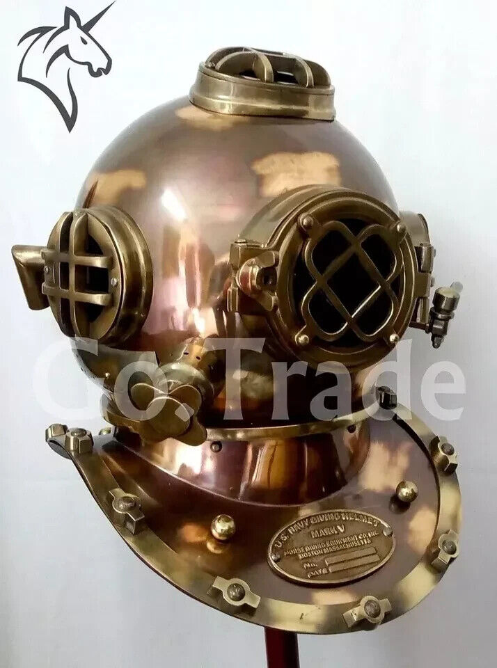 US Navy Mark V Antique Diving Divers Helmet Brass Diving Helmet Full Size Maritime