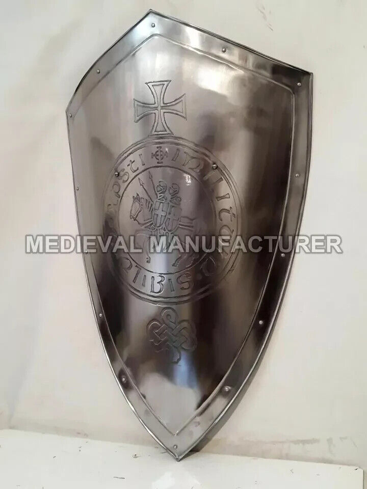 Medieval Knight Shield – 24" Handcrafted All-Metal 18 Gauge Steel Battle Shield | Collectible Gift Items