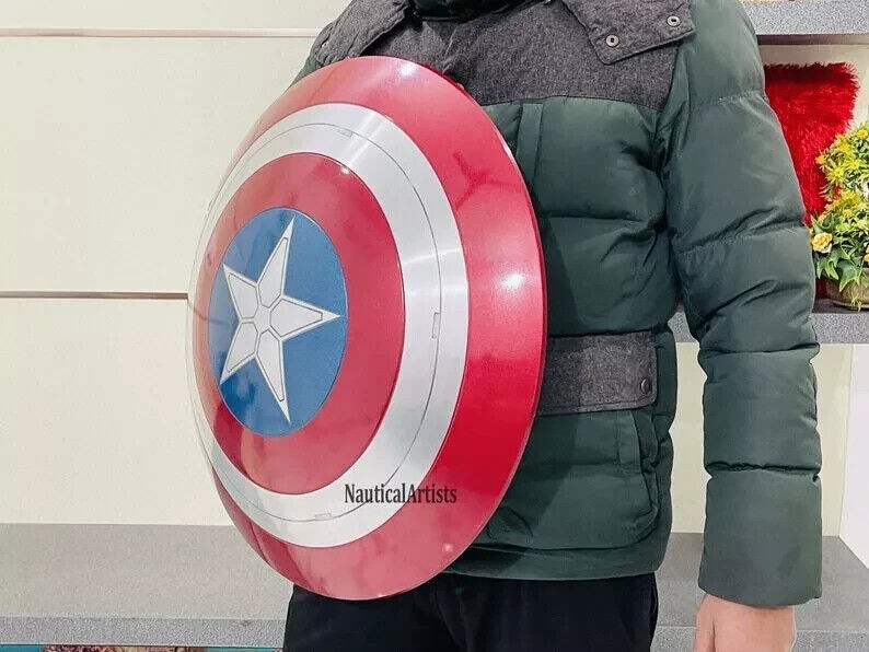 22" Metal Captain America Shield Round Shield With Leather Straps Larp Cosplay