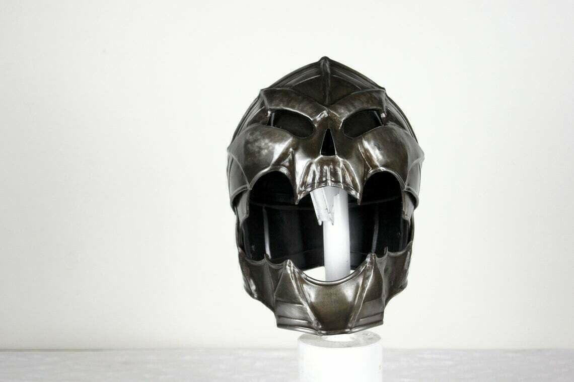 Halloween Blackened 18 Gauge Steel Medieval Demonic Face Death knight Helmet - collectiblegiftitems