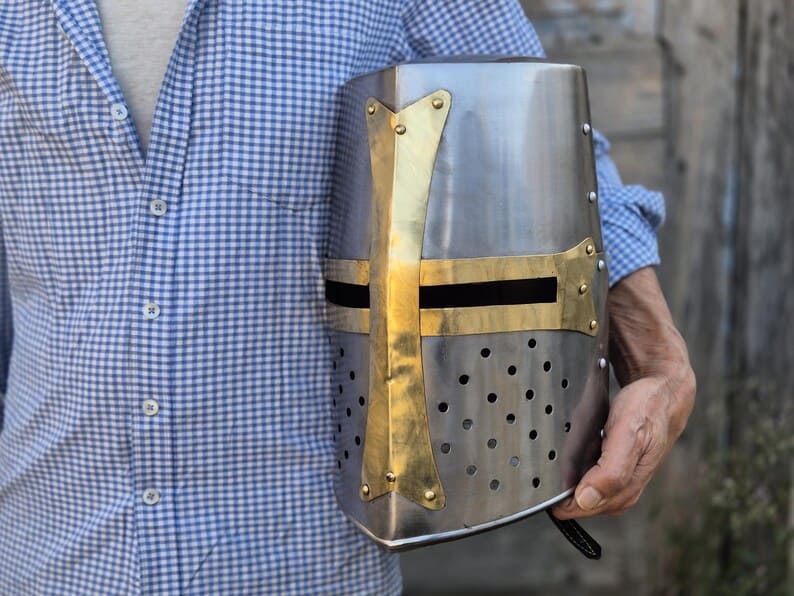 Knight Templar Helmet Crusader Medieval Armor, Unique Gift for Him