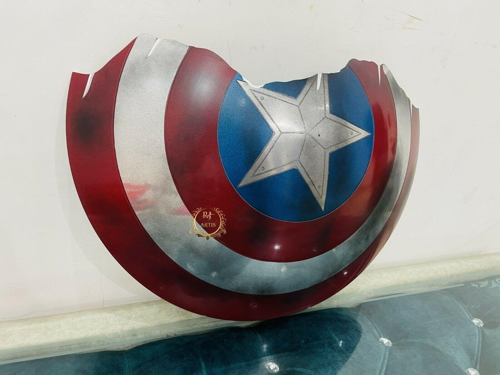 Avengers Endgame Broken Shield Replica | Captain America Metal Prop - collectiblegiftitems