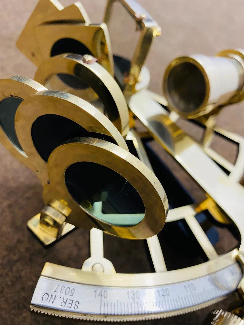 Nautical 9" Solid Brass Working Sextant | Navigational Sextant | Heavy Sextant | Vintage Ship Astrolabe Model Sextant handmade Gift