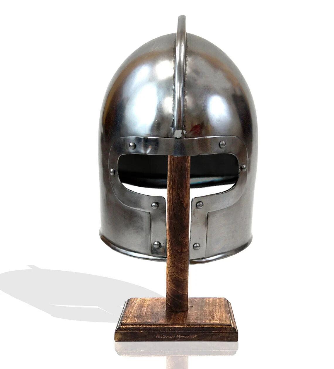 Medieval Helmet Knight Armor Steel Larp Wearable Replica Silver Helmet Cosplay - collectiblegiftitems