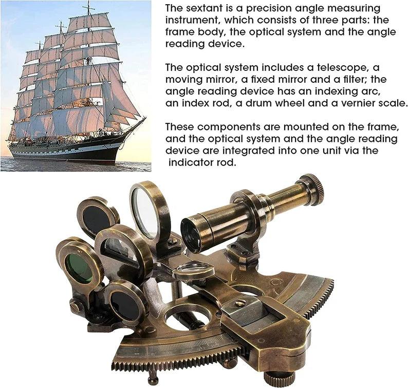Nautical sextant brass solid working handmade antique boat navigation vintage - collectiblegiftitems