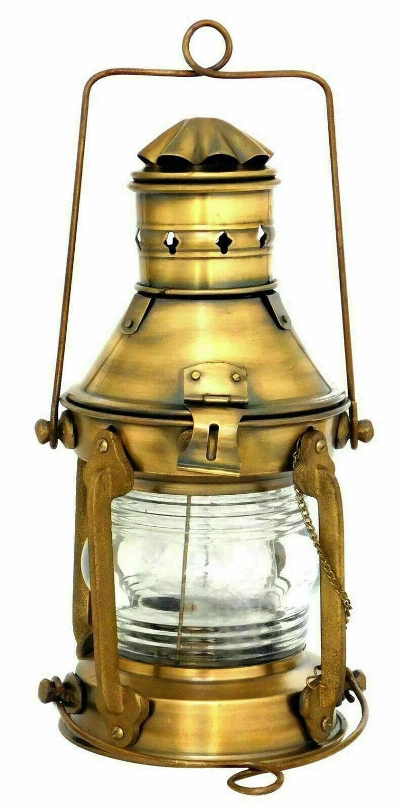 Antique Anchor Ship Lantern Nautical Maritime Boat Oil Lamp Light Vintage Decor, Ship Oil Lantern, Vintage Home Decor - collectiblegiftitems