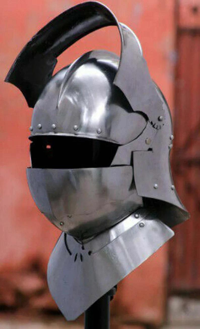 Medieval Visor Helmet ~ Medieval Tournament Close helmet ~ LARP Steel Helmet. - collectiblegiftitems