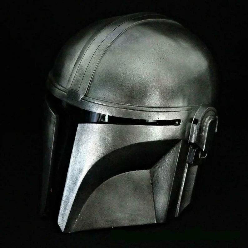 Metal Steel Mandalorian Helmet With Liner and Chin Strap For LARP/Cosplay/Role Play Halloween Costume - collectiblegiftitems