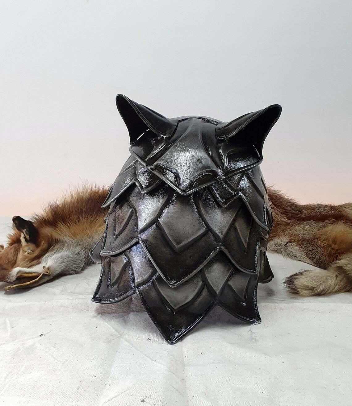 18GA Steel Medieval Great Wolf Helmet Medieval Viking Wolf Helmet Blackened Helmet - collectiblegiftitems
