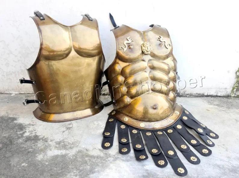 Muscle Jacket With Armor Spartan Helmet, Shield, Halloween Medieval Greek Costumes ~ 300 Movie Christmas Gift Home Décor - collectiblegiftitems