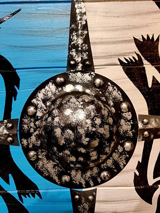 Escudo de madera vikingo medieval hecho a mano, 24" 