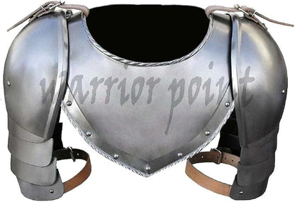 Conjunto de hombros y brazos de gorjal de hierro medieval, armadura de hombreras de cruzado vikingo
