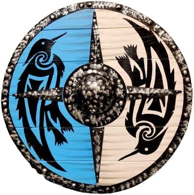 Escudo de madera vikingo medieval hecho a mano, 24" 