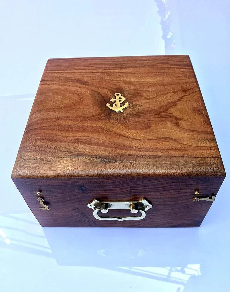 Nautical Brass Sextant Instrument with Wooden Box Marine Working Sextant 9" Fully Navigation Ship Astrolabe Sextant