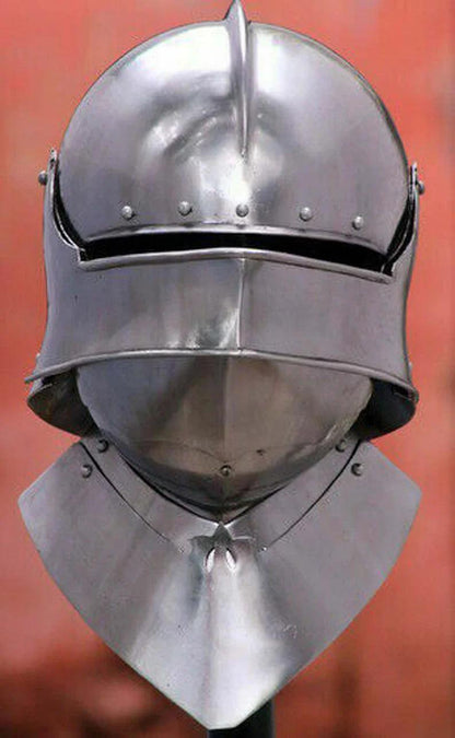 Medieval Visor Helmet ~ Medieval Tournament Close helmet ~ LARP Steel Helmet. - collectiblegiftitems