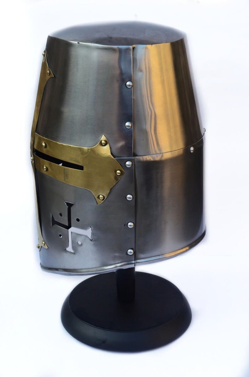 Knight Templar Helmet Crusader Medieval Armor, Unique Gift for Him