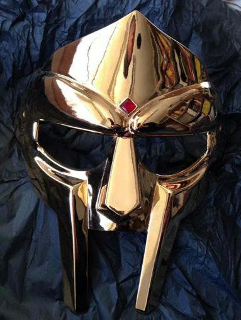 MF Doom Mask Gladiator Mad Villain Mask Brass Golden Finish Face MF Doom Mask Gladiator Mad Villain Mask Brass Golden Finish Face