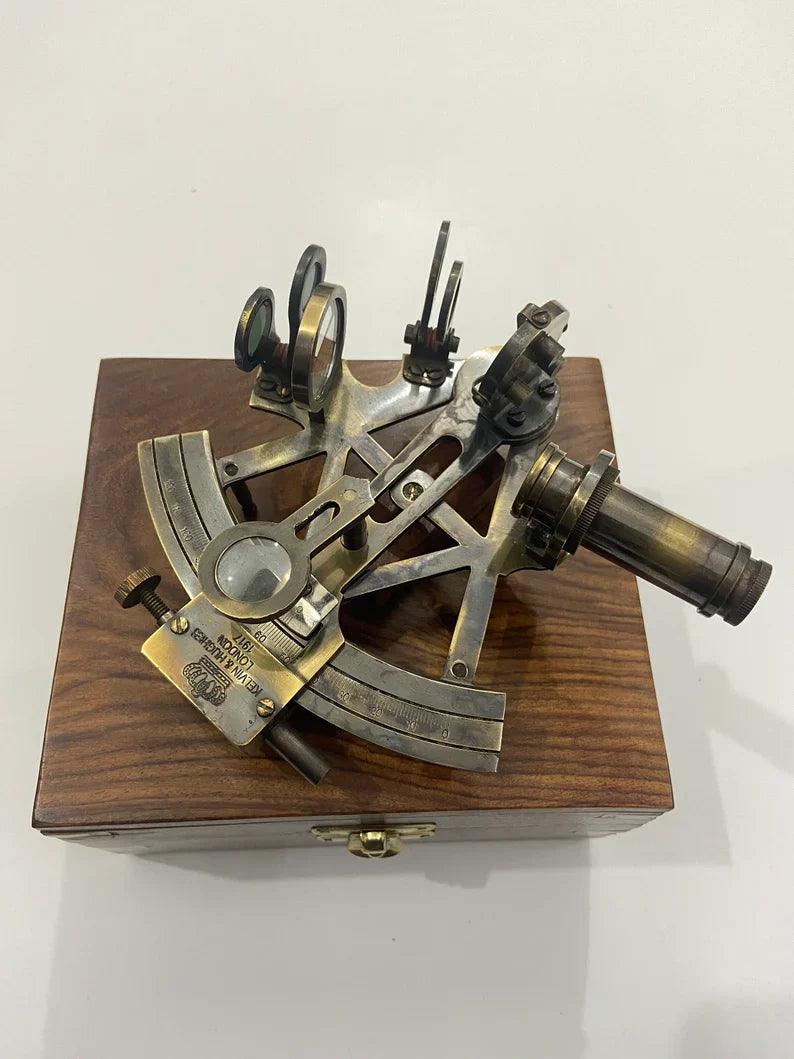 Nautical Solid Brass Kelvin N Huges Working Navigational Sextant - collectiblegiftitems