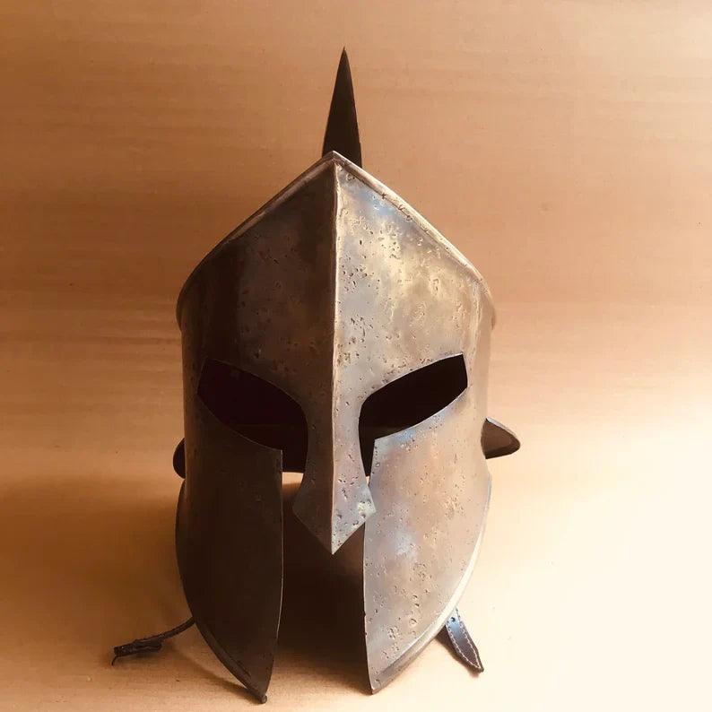 Rise of Spartan Movie Helmet - Fully Functional Medieval Wearable Helmet with Wooden Stand - collectiblegiftitems