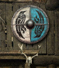 Medieval Larp Warrior Viking Shield Round Raven, Cosplay Armor Templar Battle Ready - collectiblegiftitems