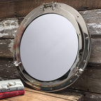 Beautiful Aluminum Porthole Mirror - 17inch W/ Chrome silver Finish - collectiblegiftitems