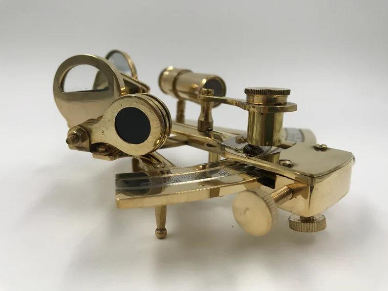 Nautical Brass 5" Sextant With Beautiful Designer Wooden Box